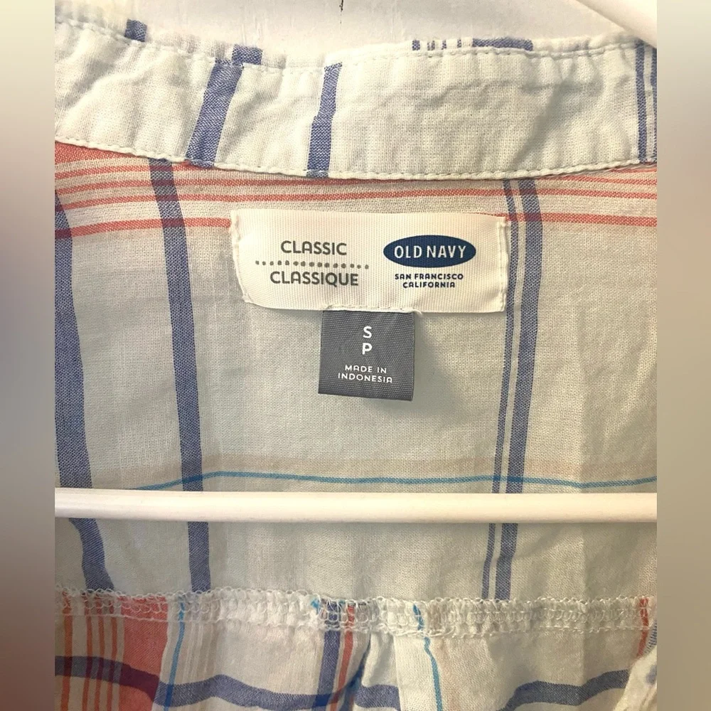 Old Navy pink and blue plaid blouse - Picture 4 of 4
